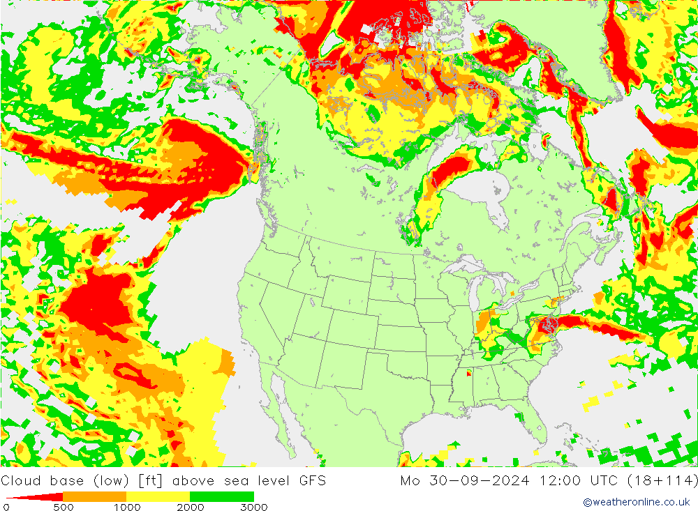 Cloud base (low) GFS lun 30.09.2024 12 UTC