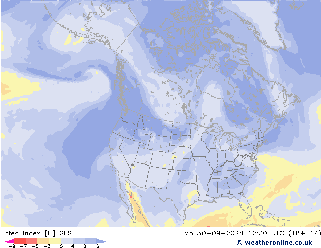 Lifted Index GFS Po 30.09.2024 12 UTC