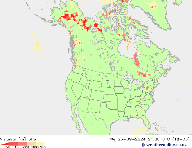 Dohlednost GFS St 25.09.2024 21 UTC