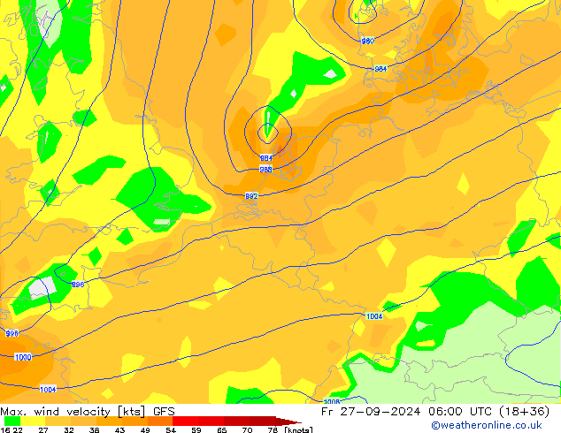 Max. wind velocity GFS  27.09.2024 06 UTC