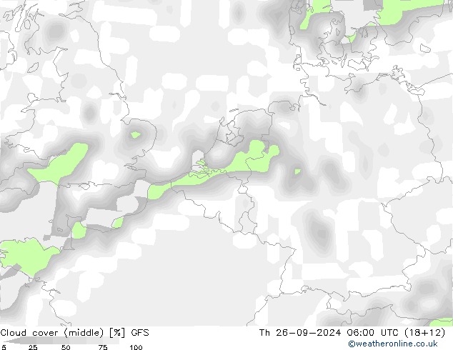 Cloud cover (middle) GFS Th 26.09.2024 06 UTC