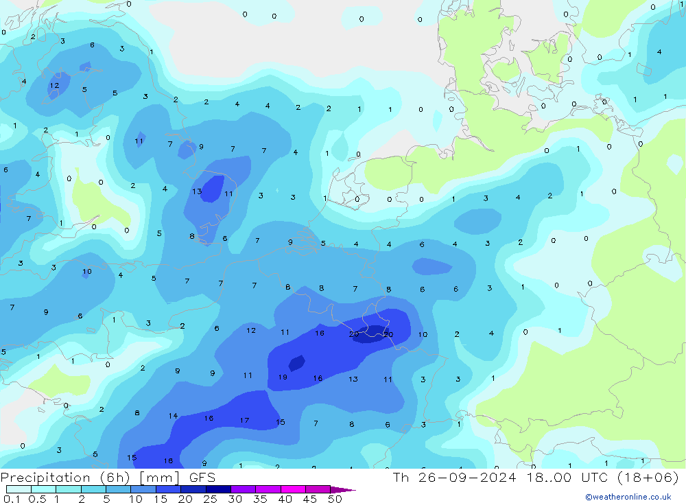 Z500/Rain (+SLP)/Z850 GFS jue 26.09.2024 00 UTC