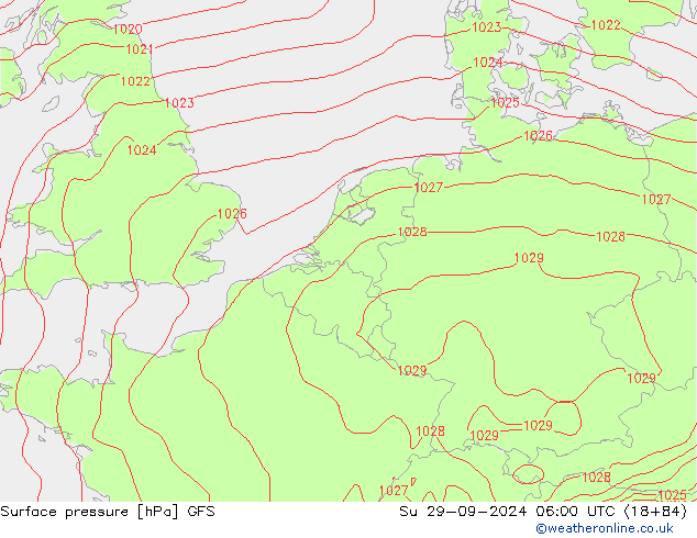 Surface pressure GFS Su 29.09.2024 06 UTC