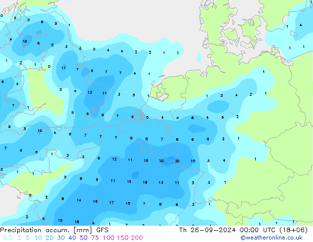 Precipitation accum. GFS Qui 26.09.2024 00 UTC