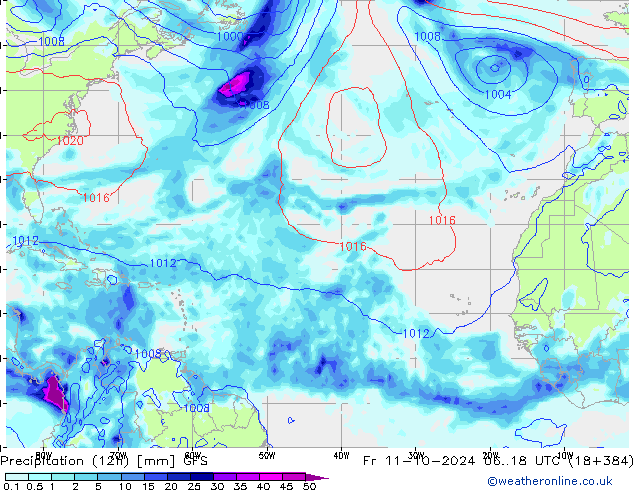 Precipitation (12h) GFS October 2024