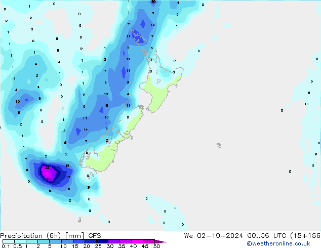 Z500/Rain (+SLP)/Z850 GFS We 02.10.2024 06 UTC