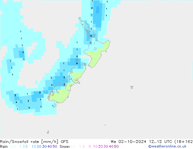 Rain/Snowfall rate GFS We 02.10.2024 12 UTC