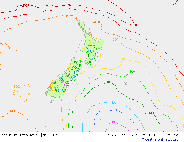 Wet bulb zero level GFS wrzesień 2024