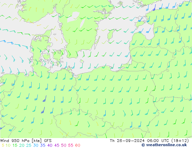 Wind 950 hPa GFS Th 26.09.2024 06 UTC