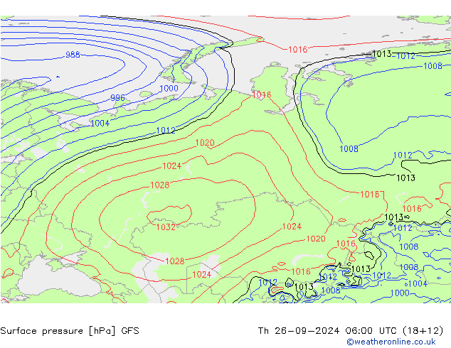 ciśnienie GFS czw. 26.09.2024 06 UTC