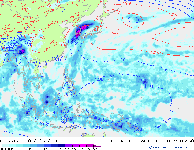 Z500/Rain (+SLP)/Z850 GFS Sex 04.10.2024 06 UTC