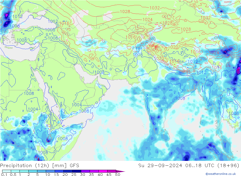 Precipitation (12h) GFS September 2024