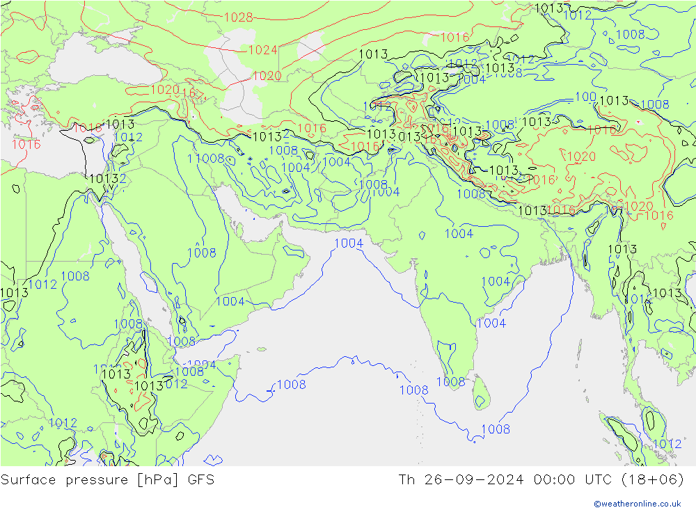 Presión superficial GFS jue 26.09.2024 00 UTC