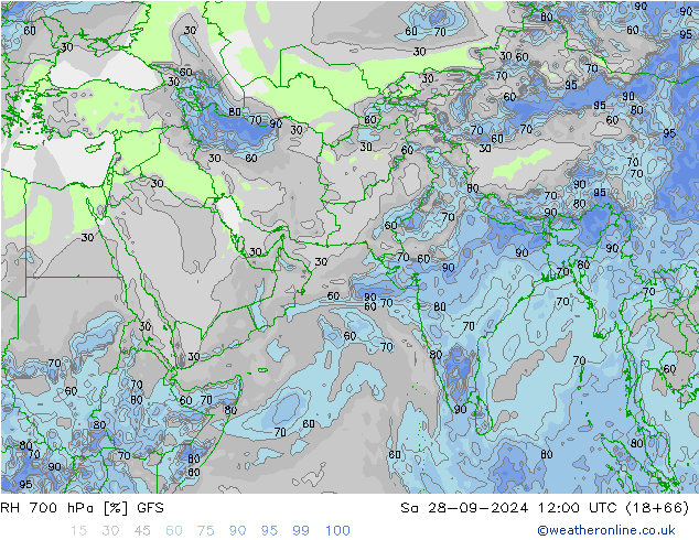 RH 700 hPa GFS Sa 28.09.2024 12 UTC