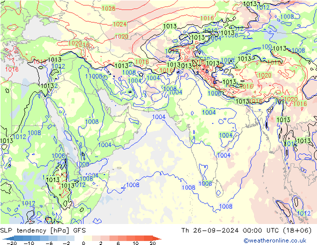 SLP tendency GFS Th 26.09.2024 00 UTC