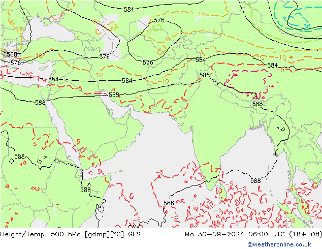 Z500/Rain (+SLP)/Z850 GFS lun 30.09.2024 06 UTC