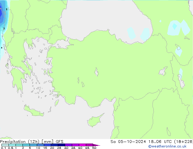 Precipitation (12h) GFS Sa 05.10.2024 06 UTC