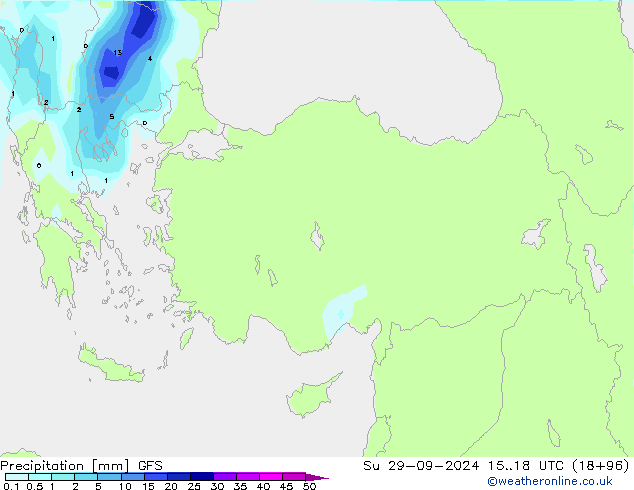 Precipitation GFS Su 29.09.2024 18 UTC