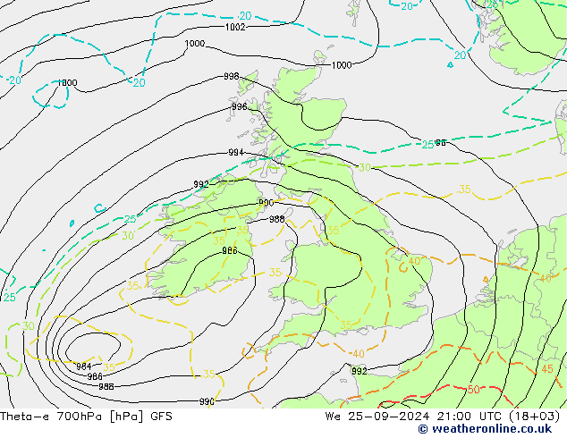 Theta-e 700hPa GFS St 25.09.2024 21 UTC