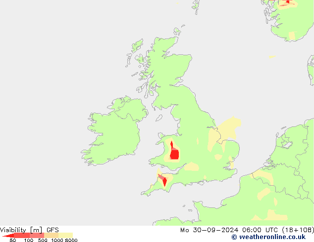 Dohlednost GFS Po 30.09.2024 06 UTC