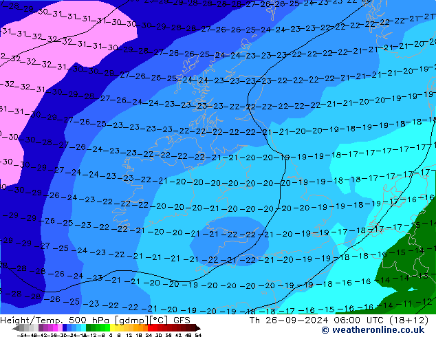 Z500/Rain (+SLP)/Z850 GFS Qui 26.09.2024 06 UTC