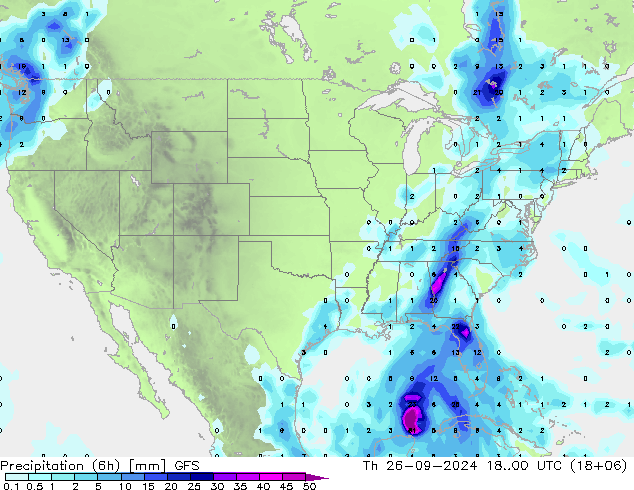 opad (6h) GFS czw. 26.09.2024 00 UTC