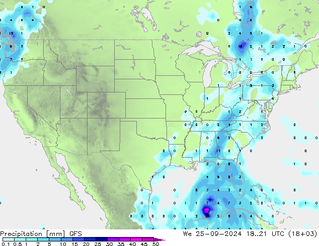 Srážky GFS St 25.09.2024 21 UTC