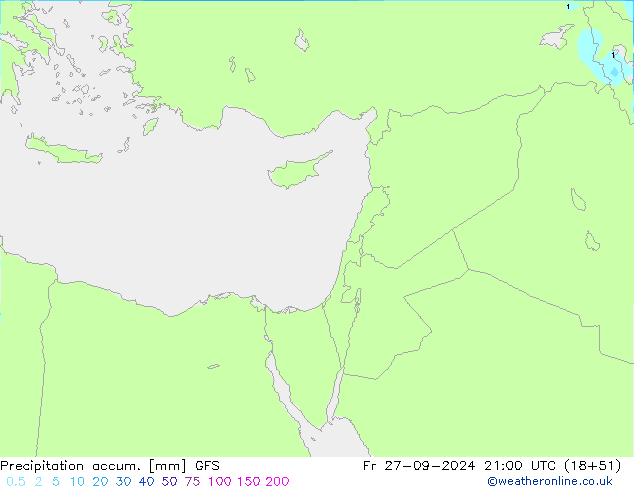 Précipitation accum. GFS ven 27.09.2024 21 UTC