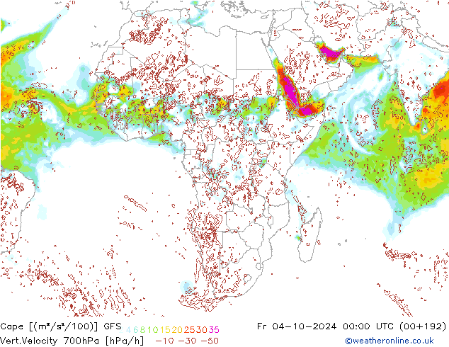 Cape GFS vie 04.10.2024 00 UTC