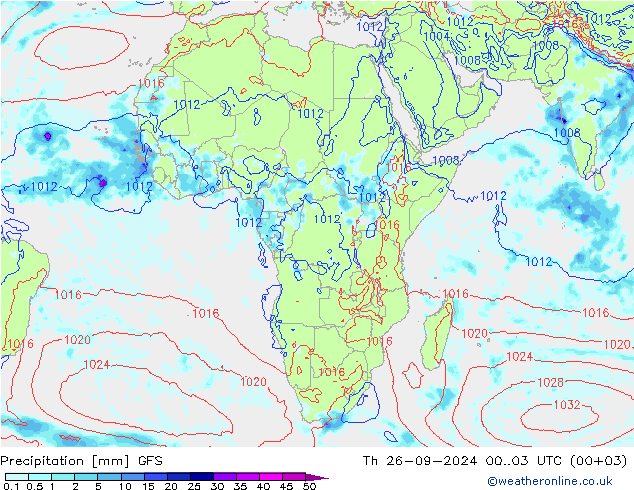 Srážky GFS Čt 26.09.2024 03 UTC