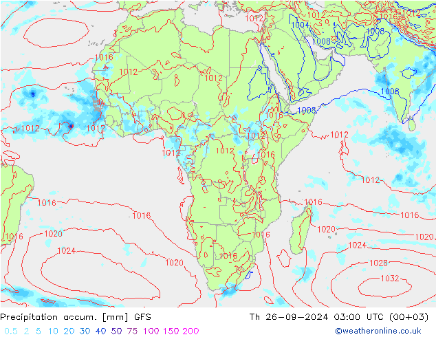 Precipitation accum. GFS  26.09.2024 03 UTC