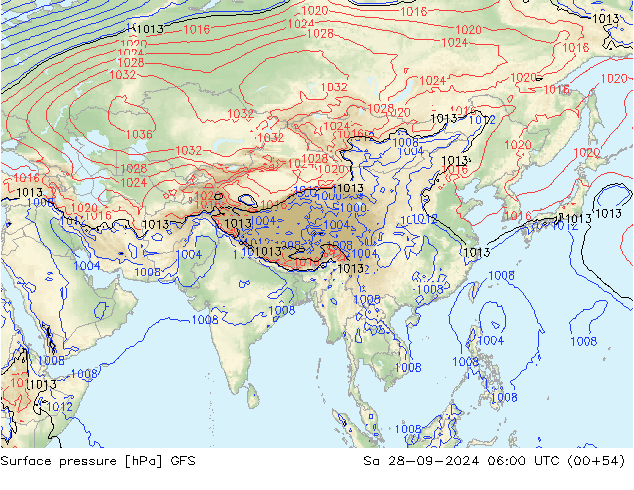 Surface pressure GFS Sa 28.09.2024 06 UTC