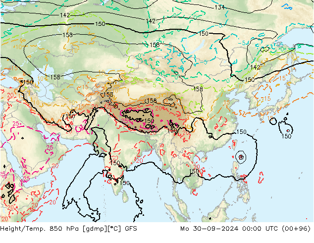 Z500/Rain (+SLP)/Z850 GFS пн 30.09.2024 00 UTC