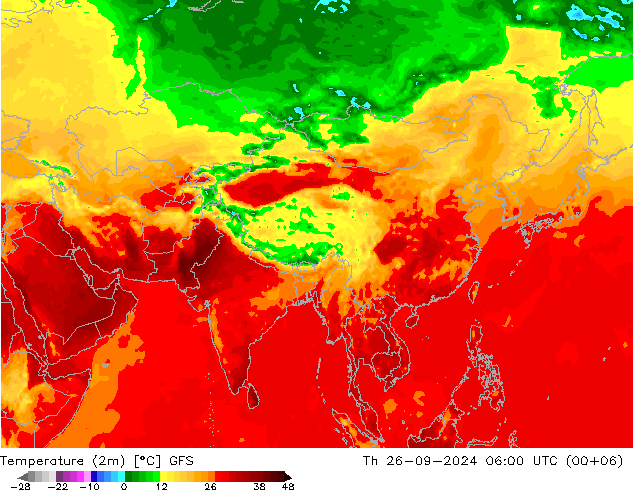 Temperature (2m) GFS Th 26.09.2024 06 UTC