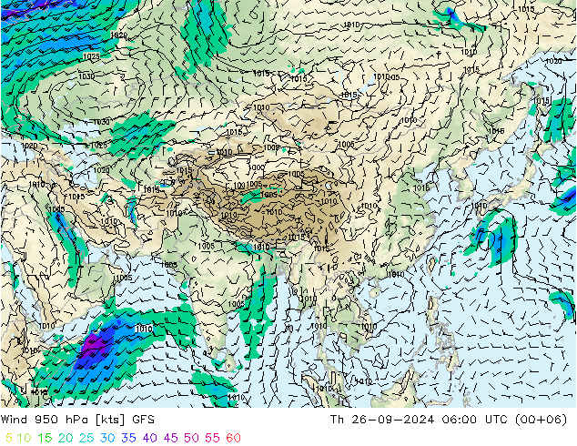 Wind 950 hPa GFS Th 26.09.2024 06 UTC