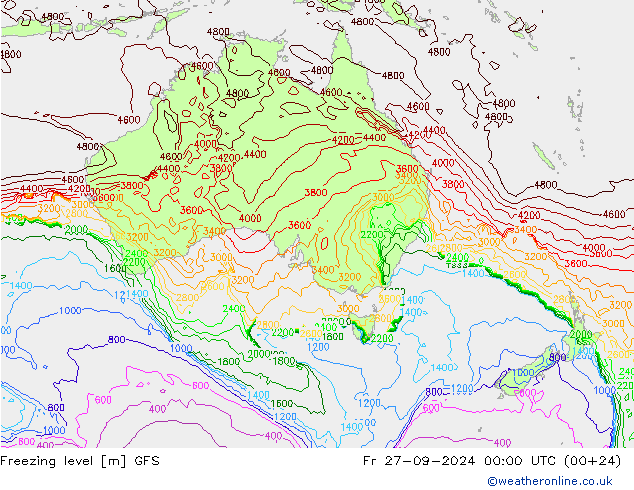 Freezing level GFS Fr 27.09.2024 00 UTC