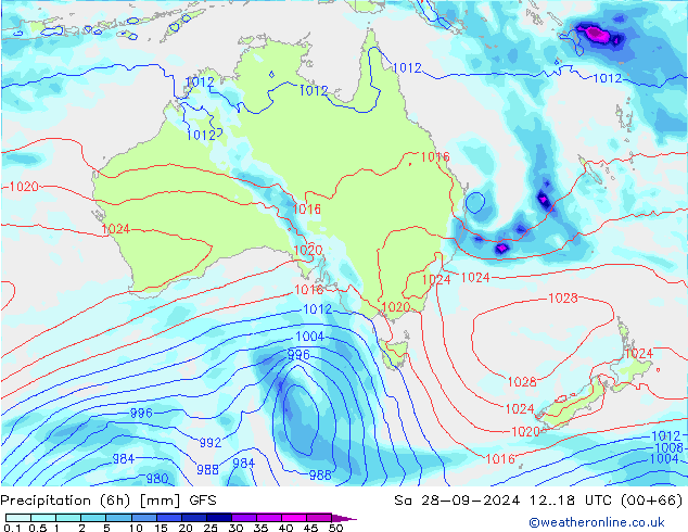 Z500/Rain (+SLP)/Z850 GFS  28.09.2024 18 UTC