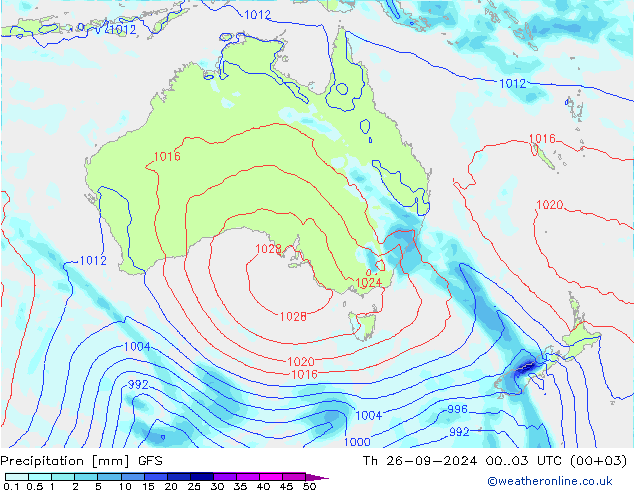 Srážky GFS Čt 26.09.2024 03 UTC