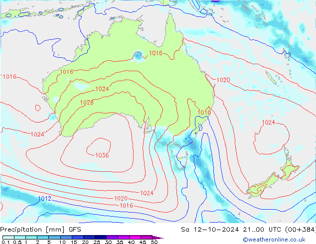 Precipitation GFS Sa 12.10.2024 00 UTC