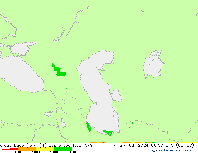 Cloud base (low) GFS Fr 27.09.2024 06 UTC