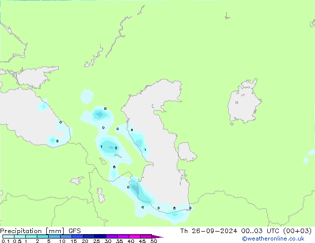 Précipitation GFS jeu 26.09.2024 03 UTC