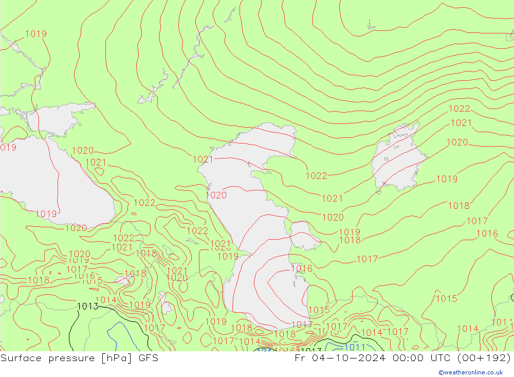 приземное давление GFS пт 04.10.2024 00 UTC