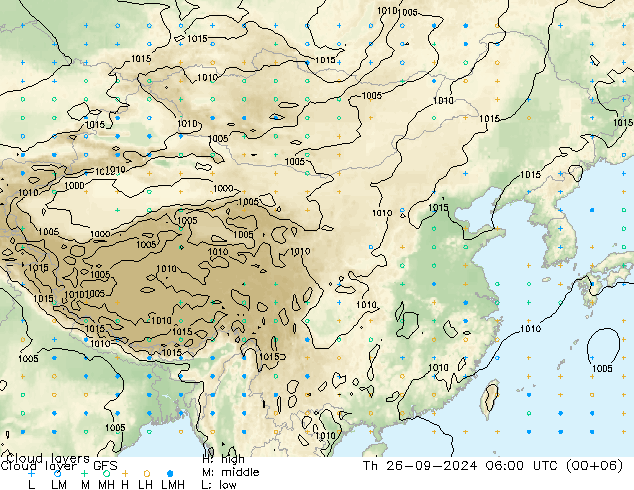Cloud layer GFS  26.09.2024 06 UTC