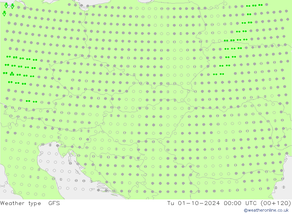 Tipo de precipitación GFS mar 01.10.2024 00 UTC