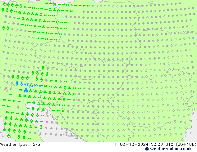 Tipo de precipitación GFS jue 03.10.2024 00 UTC