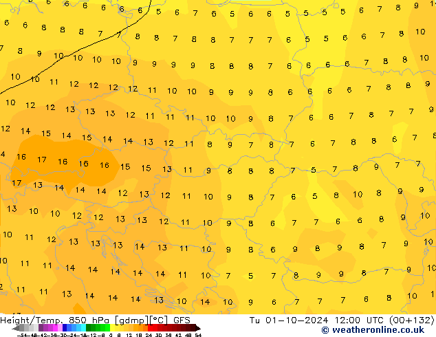 Z500/Rain (+SLP)/Z850 GFS wto. 01.10.2024 12 UTC