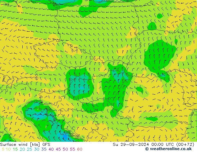 Vent 10 m GFS dim 29.09.2024 00 UTC