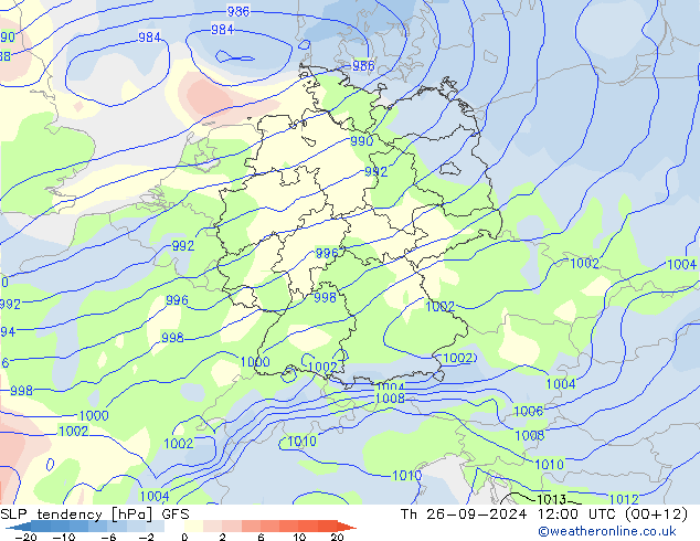 SLP tendency GFS Th 26.09.2024 12 UTC