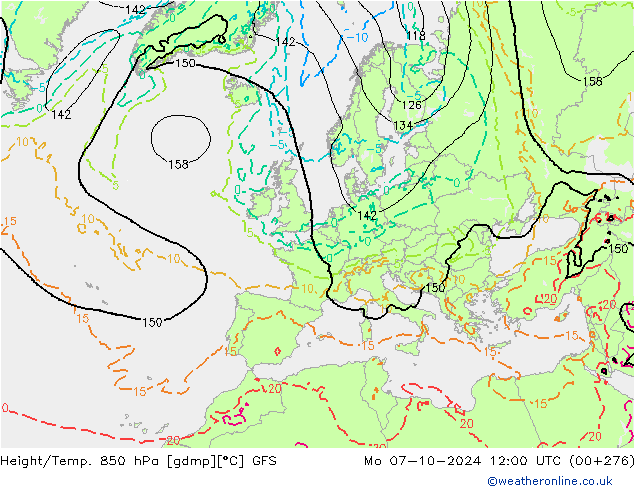 Height/Temp. 850 hPa GFS Seg 07.10.2024 12 UTC