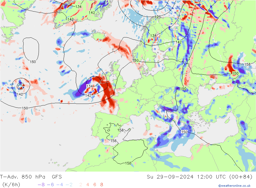 T-Adv. 850 hPa GFS So 29.09.2024 12 UTC